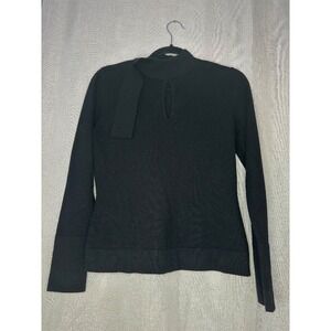 Black Mock Neck Long Sleeve Knit Top‎ Keyhole Detail Sweater